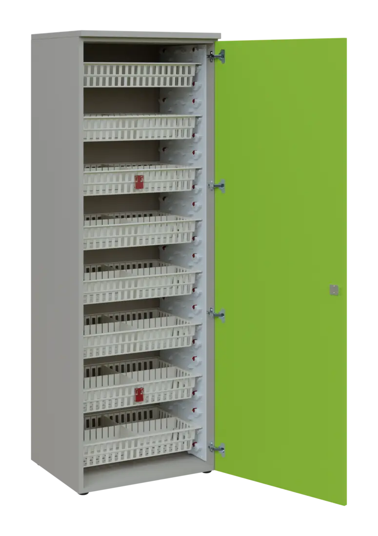 EUROMEDICA D - 66/M ABS skříň léková boxová, 1-dveřová, pravá, 1950x660x535, korpus šedý, dvířka jar